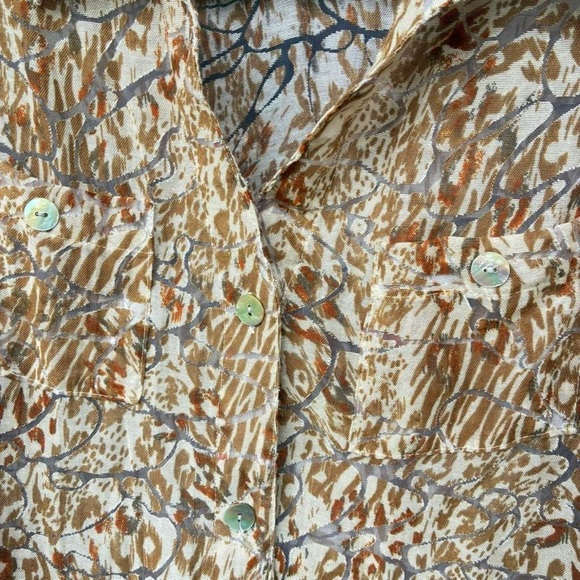 Hearts of Palm Women's Patterned Blouse - Brown and Tan - Picture 5 of 6